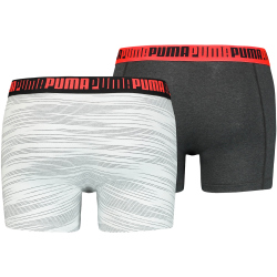 2er Pack PUMA Spacedye Stripe Boxershorts Herren white / grey melange L