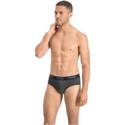 2er Pack PUMA Basic Brief Unterhose dark grey melange / black L