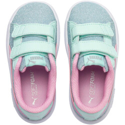 PUMA Smash v2 Glitz Glam Baby-Sneaker mit Klettverschluss fair aqua/pale pink/puma silver/puma white 21