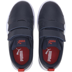 PUMA Courtflex v2 PS Kinder Sneaker mit Klettverschluss peacoat/high risk red 30