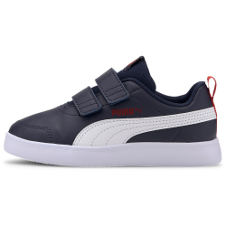 PUMA Courtflex v2 PS Kinder Sneaker mit Klettverschluss peacoat/high risk red 31