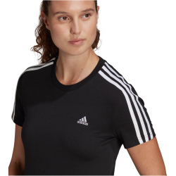 adidas Essentials 3-Streifen T-Shirt Damen black/white XXS
