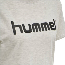 hummel GO Baumwoll Logo T-Shirt Damen kurzarm egret melange XS