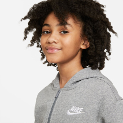 NIKE Sportswear Club Fleece Kapuzenjacke Mädchen carbon heather/white M (137-146 cm)