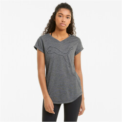 PUMA Train Favorite Heather Cat Trainingsshirt Damen charcoal heather/puma cat S