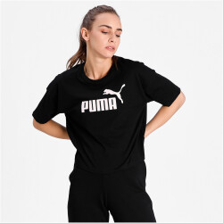PUMA Essentials Cropped Logo T-Shirt Damen puma black S