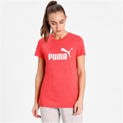 PUMA Essentials Logo Heather T-Shirt Damen poppy red heather S