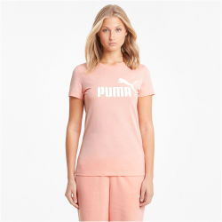 PUMA Essentials Logo Heather T-Shirt Damen apricot blush heather S