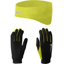 NIKE Herren Laufset Thermal Headband+Handschuhe black/volt L