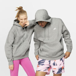 NIKE Sportswear Club Fleece Hoodie 063 - dk grey heather/matte silver/white L