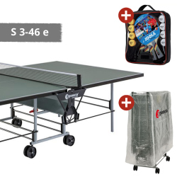 Sponeta S 3-46 e Tischtennisplatte Sportline Outdoor + Abdeckhülle + Schläger Set