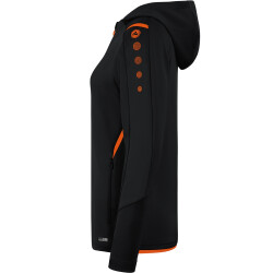 JAKO Challenge Trainingsjacke mit Kapuze Damen schwarz/neonorange 44