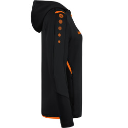 JAKO Challenge Trainingsjacke mit Kapuze Damen schwarz/neonorange 44