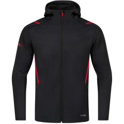 JAKO Challenge Kapuzenjacke Kinder schwarz meliert/rot 128