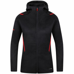 JAKO Challenge Kapuzenjacke Damen schwarz meliert/rot 34
