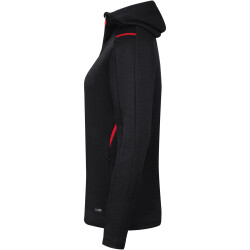 JAKO Challenge Kapuzenjacke Damen schwarz meliert/rot 34