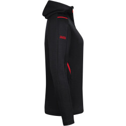 JAKO Challenge Kapuzenjacke Damen schwarz meliert/rot 34