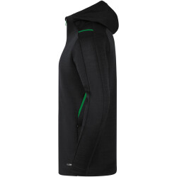 JAKO Challenge Kapuzenjacke Kinder schwarz meliert/sportgrün 128