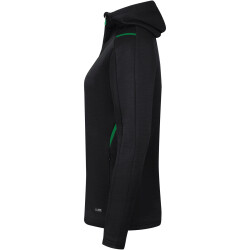 JAKO Challenge Kapuzenjacke Damen schwarz meliert/sportgrün 34