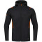 JAKO Challenge Kapuzenjacke Kinder schwarz meliert/neonorange 128