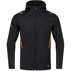 JAKO Challenge Kapuzenjacke schwarz meliert/neonorange M