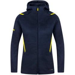 JAKO Challenge Kapuzenjacke Damen marine meliert/neongelb 44