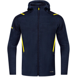 JAKO Challenge Kapuzenjacke marine meliert/neongelb L