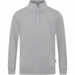 JAKO Organic Sweatshirt mit 1/4-Rei&szlig;verschluss hellgrau meliert S