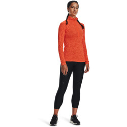 UNDER ARMOUR Tech 1/2-Zip langarm Sweatshirt Damen 860 - dark orange/phoenix fire/metallic silver M