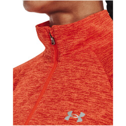 UNDER ARMOUR Tech 1/2-Zip langarm Sweatshirt Damen 860 - dark orange/phoenix fire/metallic silver M