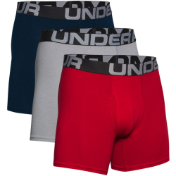 3er Pack UNDER ARMOUR Charged Baumwoll-Boxerjock 600 - red/academy/mod gray medium heather S