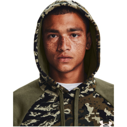 UNDER ARMOUR Rival Fleece Camouflage Script Hoodie marine od green/onyx white S
