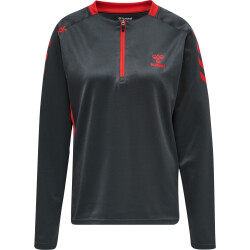 hummel Action Polyester 1/2-Zip Trainings-Top Damen ebony/flame scarlet XXL