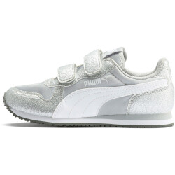 PUMA Cabana Racer Glitz PS Kinder Sneaker mit Klettverschluss puma silver/puma white 29