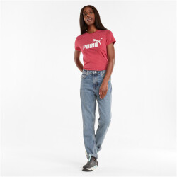 PUMA Essentials Logo Heather T-Shirt Damen persian red...
