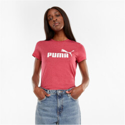 PUMA Essentials Logo Heather T-Shirt Damen persian red heather S