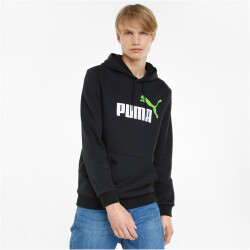 PUMA Ess+ Metallic 2 Col Big Logo Fleece-Hoodie Herren puma black-green flash S