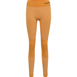 hummel hmlCLEA Seamless Mid-Waist Leggings Damen blazing orange/carrot curl melange XS