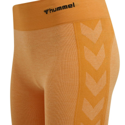 hummel hmlCLEA Seamless Mid-Waist Leggings Damen blazing orange/carrot curl melange XS