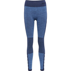 hummel hmlCLEA Seamless Mid-Waist Leggings Damen granada sky/navy peony melange XS