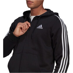 adidas Essentials Fleece 3-Streifen Kapuzenjacke Herren black S