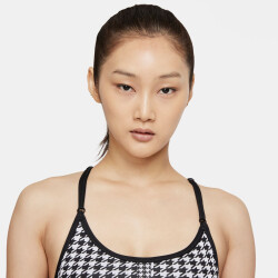 NIKE Dri-FIT Indy Icon Clash Light-Support Padded T-Back Sport-BH Damen black/black/chile red L