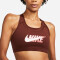 NIKE Dri-FIT Swoosh Icon Clash Medium-Support Non-Padded Graphic Sport-BH Damen bronze eclipse/archaeo pink XS