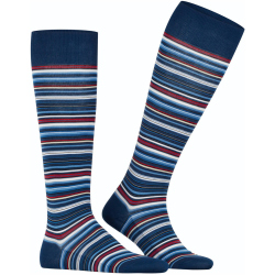 FALKE Microblock gestreifte Kniestr&uuml;mpfe Herren royal blue 39-40