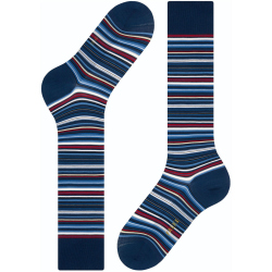 FALKE Microblock gestreifte Kniestr&uuml;mpfe Herren royal blue 39-40