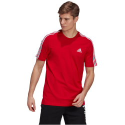 adidas Essentials 3-Streifen T-Shirt Herren scarlet L