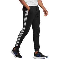 adidas Essentials Fleece Tapered Cuff 3-Streifen Trainingshose Herren black/white S