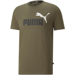 PUMA Ess+ Metallic 2 Col Logo T-Shirt Herren dark green...