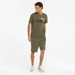 PUMA Ess+ Metallic 2 Col Logo T-Shirt Herren dark green...