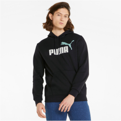 PUMA Ess+ Metallic 2 Col Big Logo Fleece-Hoodie Herren PUMA black/mineral blue XL